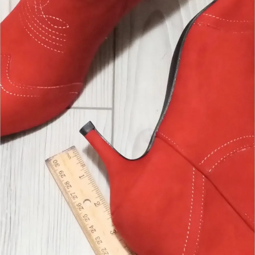 (39-4525) COUTGO  Womens Western Pointed Toe Ankle Boots Kitten Heel Sz 8